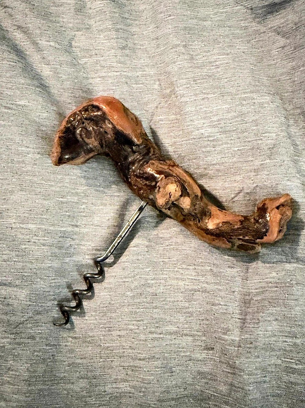 Vintage Wooden Handle Corkscrew Brown